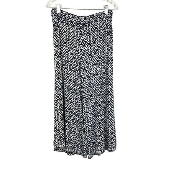 Max Studio London Wide Leg Cropped Pants Size M Black White Palazzo Boho Stretch - Picture 1 of 8